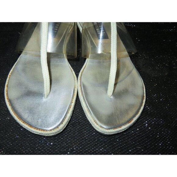 Stuart Weitzman Ceetee White & Clear Italian Leather Sandals size 6.5 - Picture 2 of 9